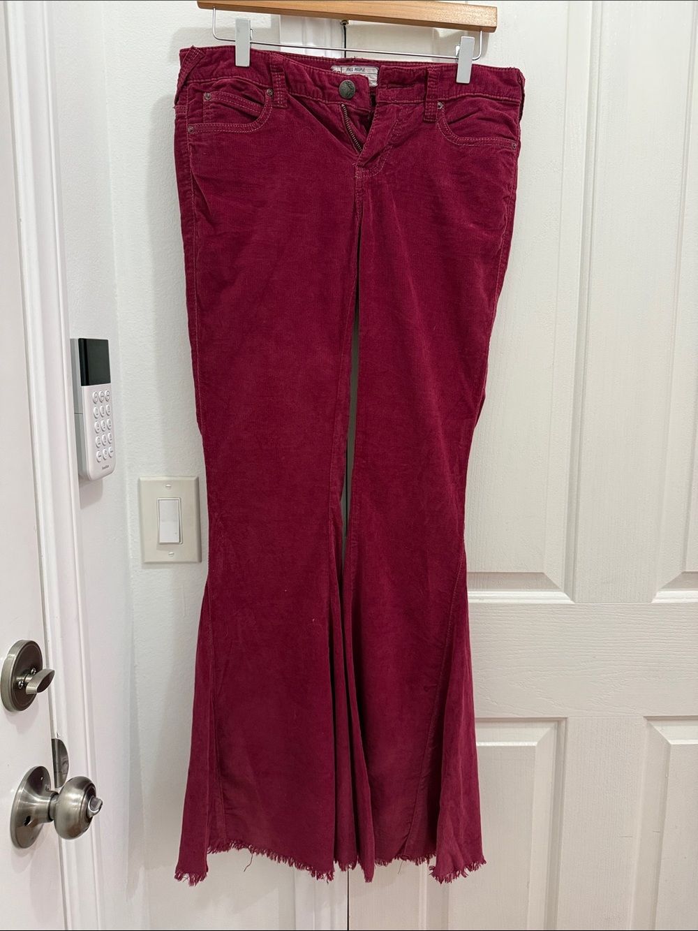 Free People Burgundy Corduroy Flare Jeans